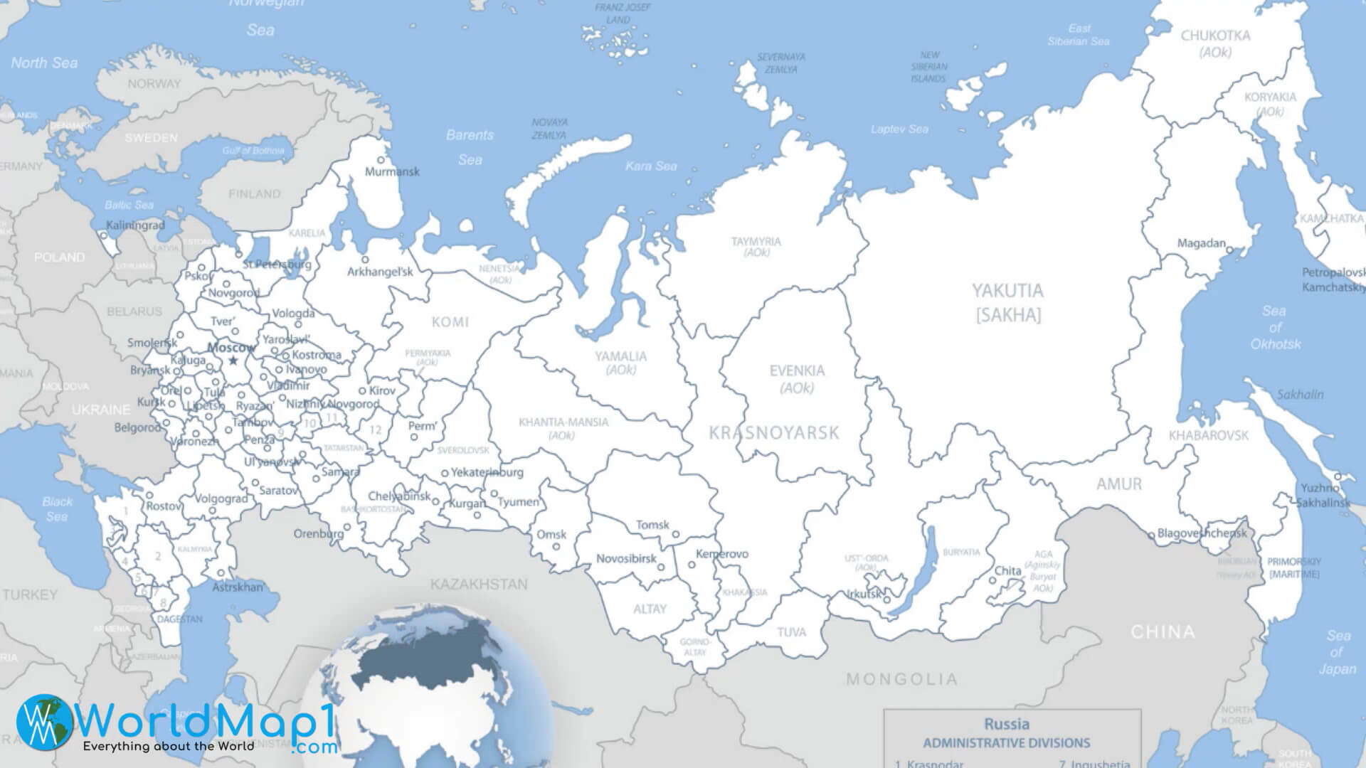 Russia Administrative Divisions Map